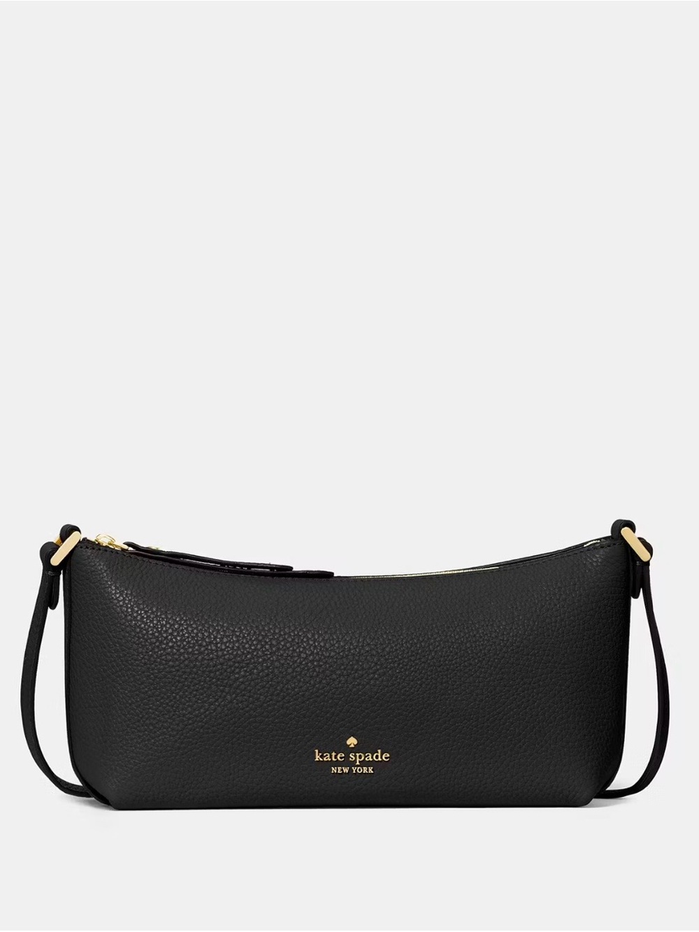 kate spade Black Pebbled Leather Mini Shoulder Crossbody with Gold Hardware